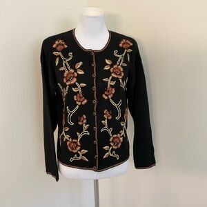 Vintage Tiara Petites Black Cardigan Sweater